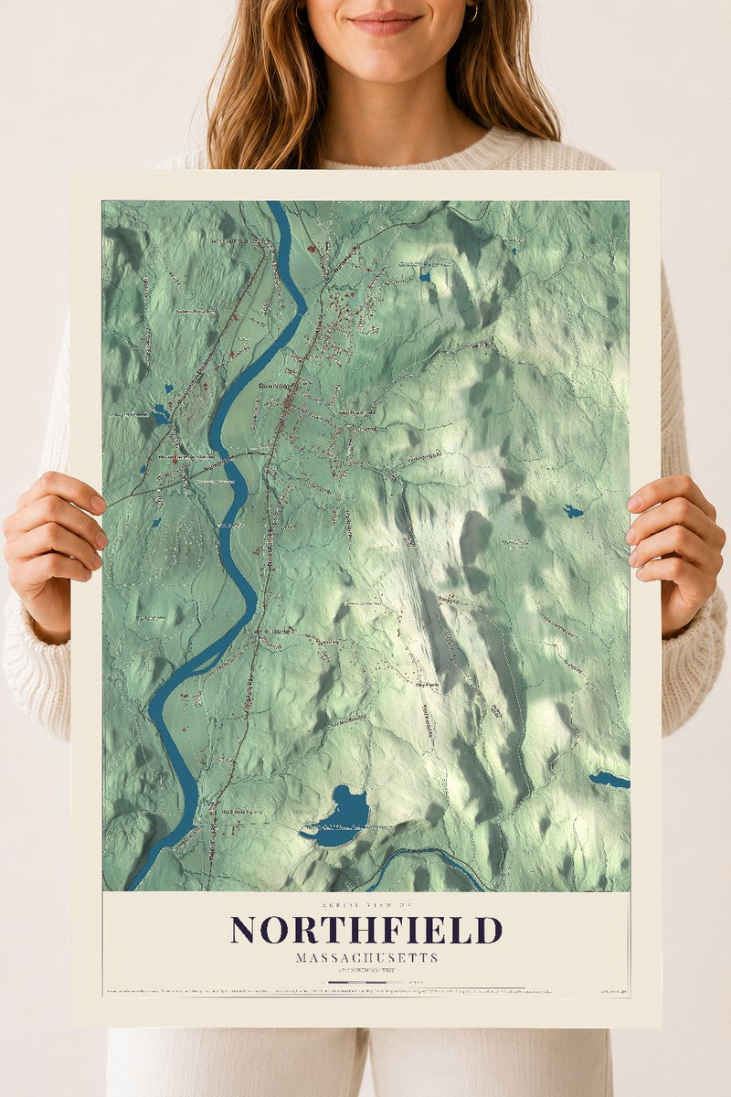 Northfield, Massachusetts map print - 18 x 24 archival matte print