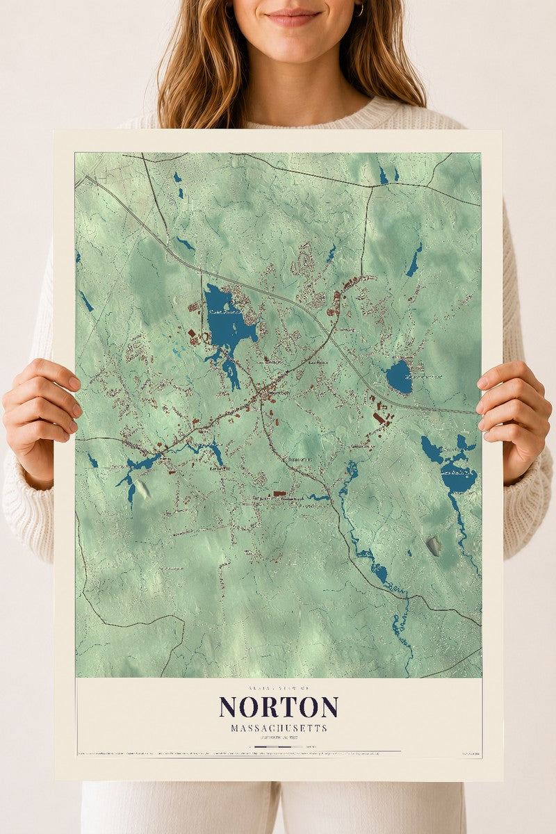 Norton, Massachusetts map print - 18 x 24 archival matte print