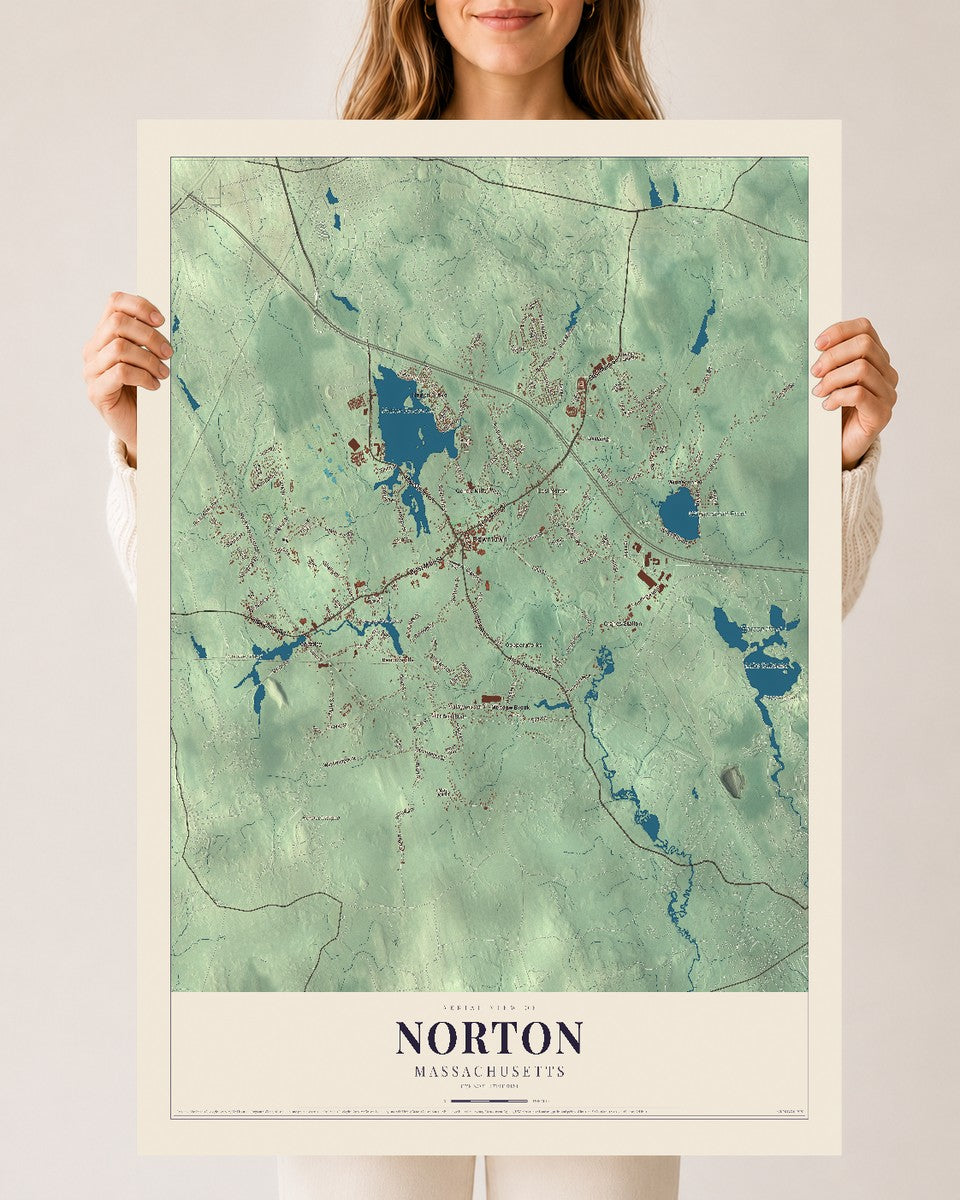 Norton, Massachusetts map print - 24 x 36 archival matte print