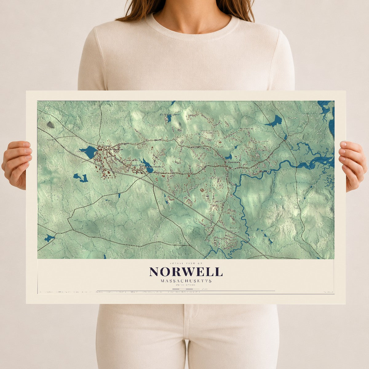 Norwell, Massachusetts map print - 12 x 18 archival matte print
