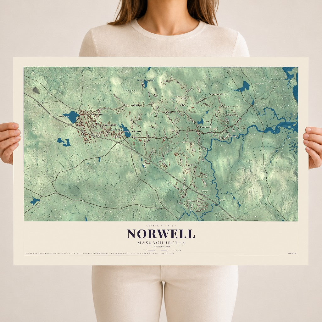 Norwell, Massachusetts map print - 18 x 24 archival matte print