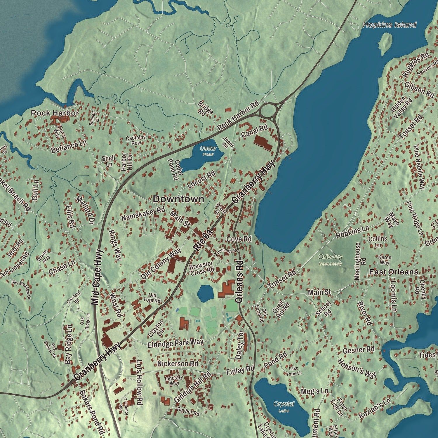 Street and neighborhood detail from the Orleans, Massachusetts map