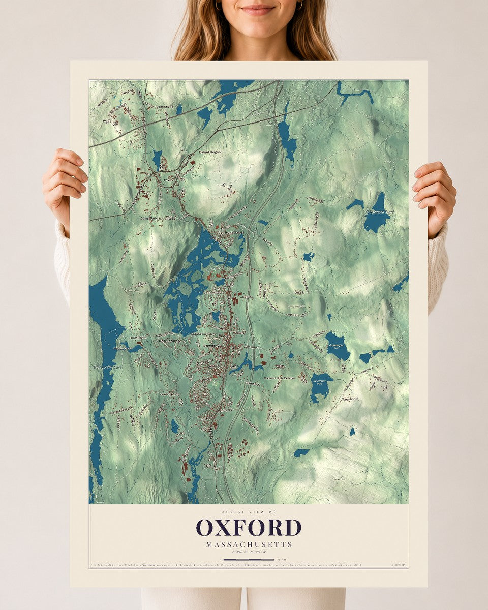 Oxford, Massachusetts map print - 24 x 36 archival matte print