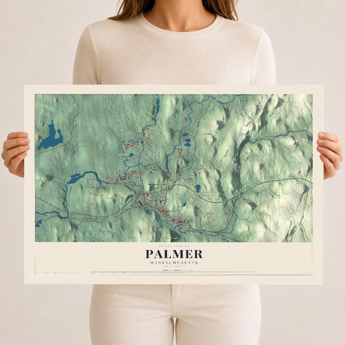 Palmer, Massachusetts map print - 12 x 18 archival matte print