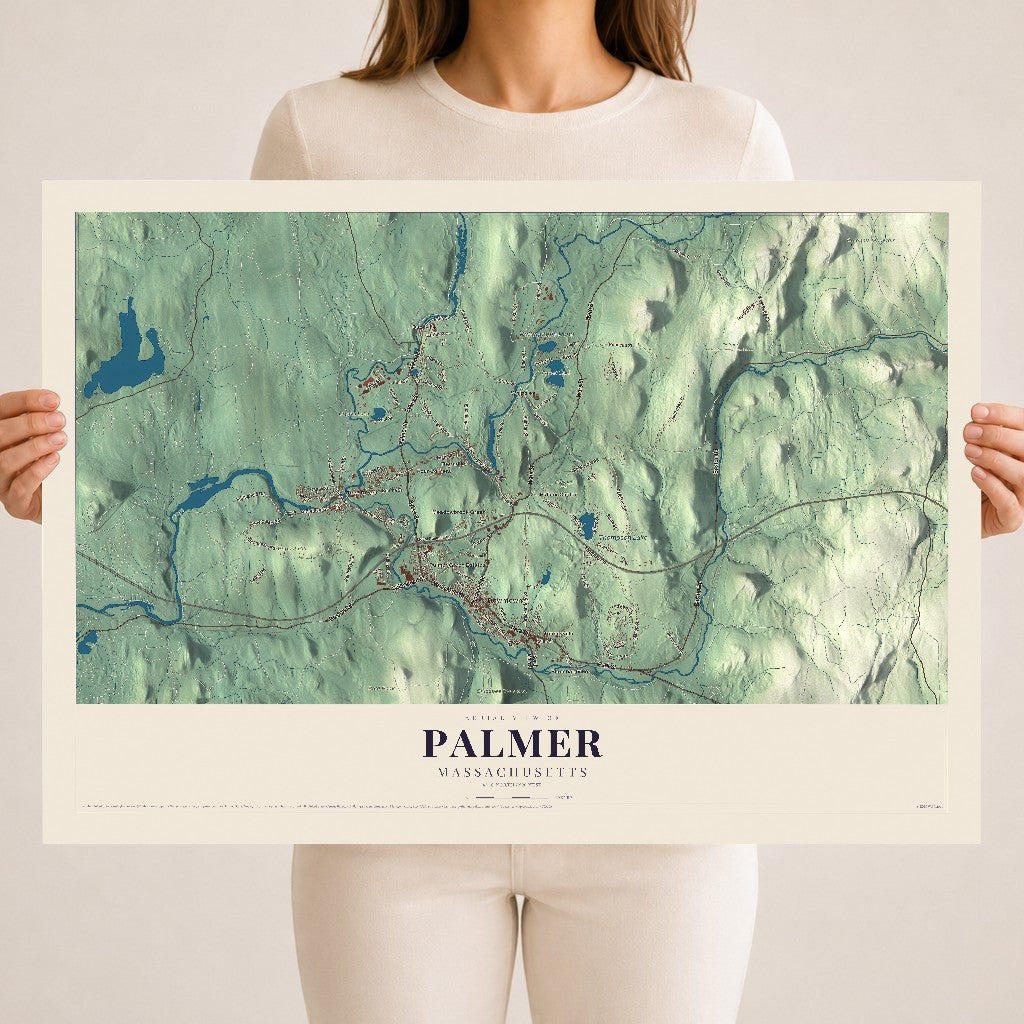 Palmer, Massachusetts map print - 18 x 24 archival matte print