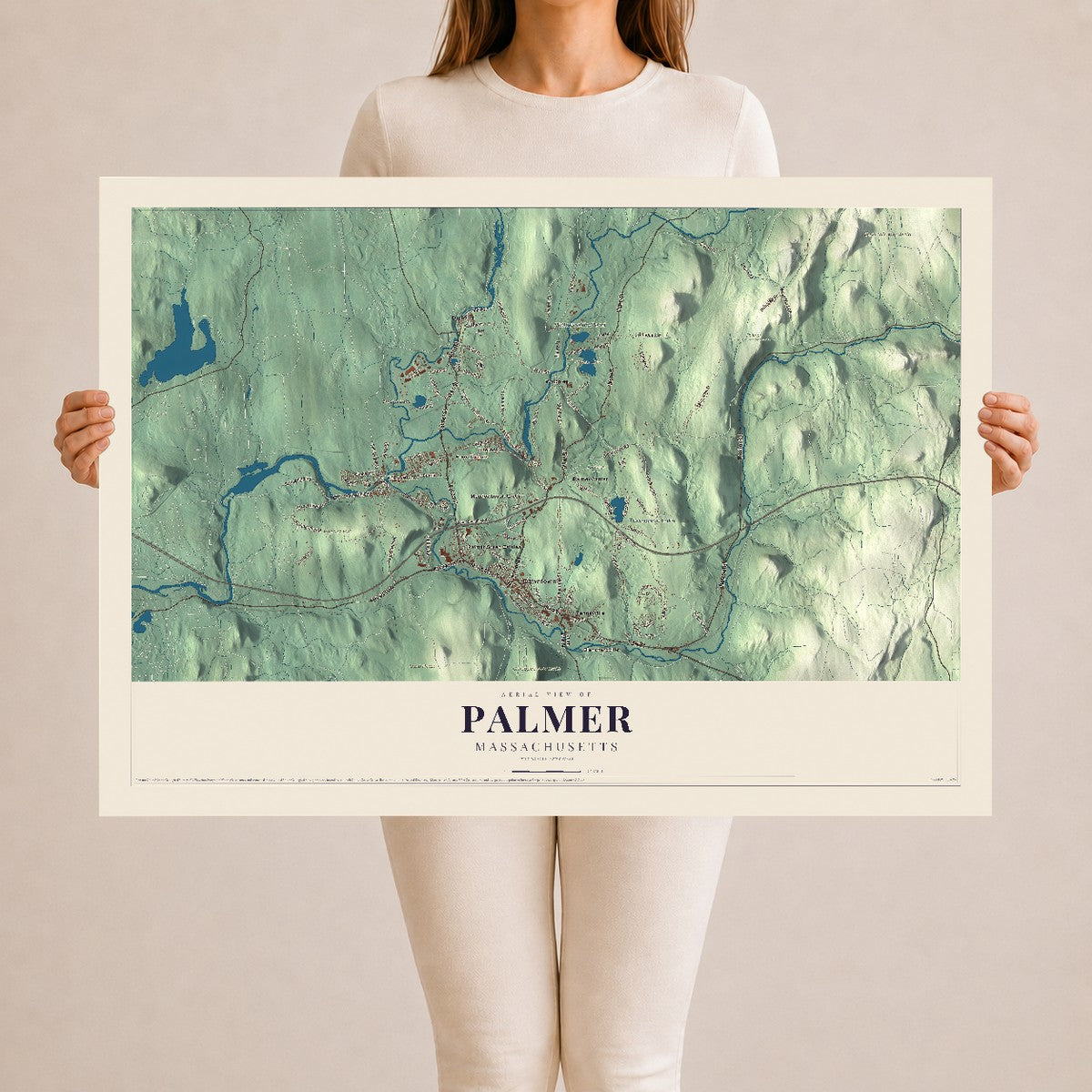 Palmer, Massachusetts map print - 24 x 36 archival matte print