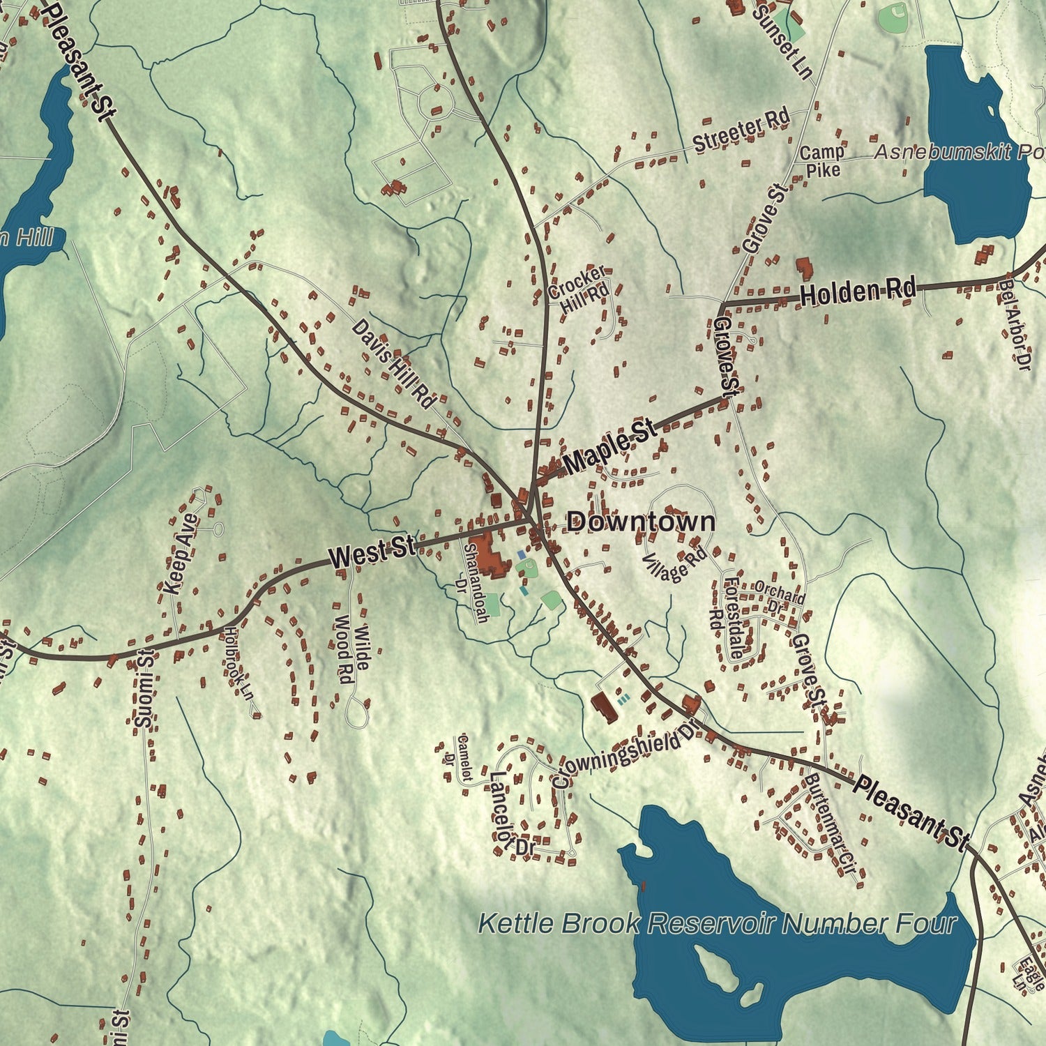 Street and neighborhood detail from the Paxton, Massachusetts map