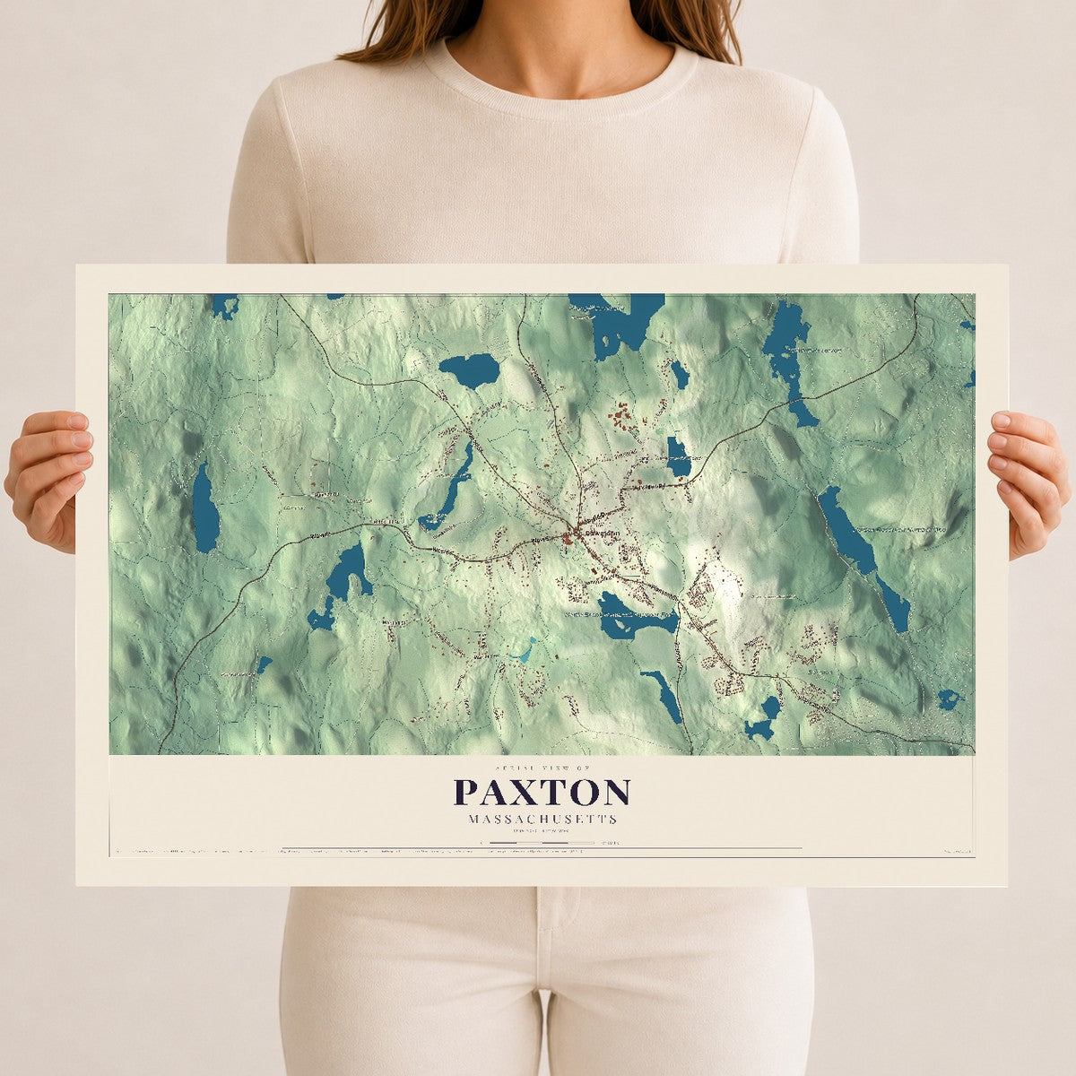 Paxton, Massachusetts map print - 12 x 18 archival matte print