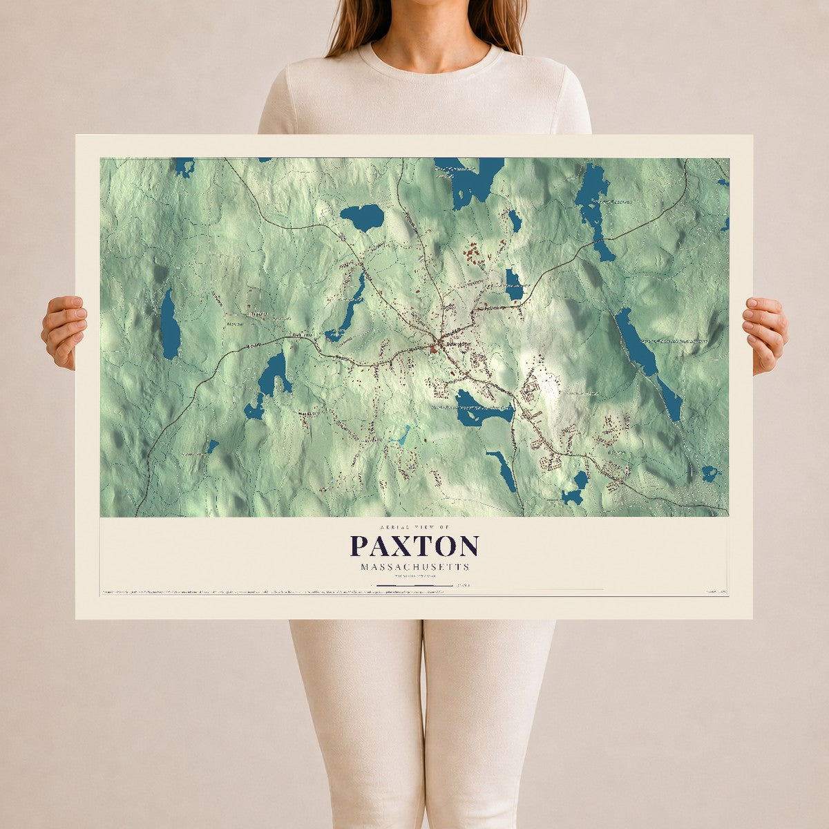 Paxton, Massachusetts map print - 24 x 36 archival matte print