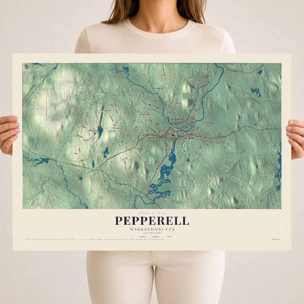 Pepperell, Massachusetts map print - 18 x 24 archival matte print