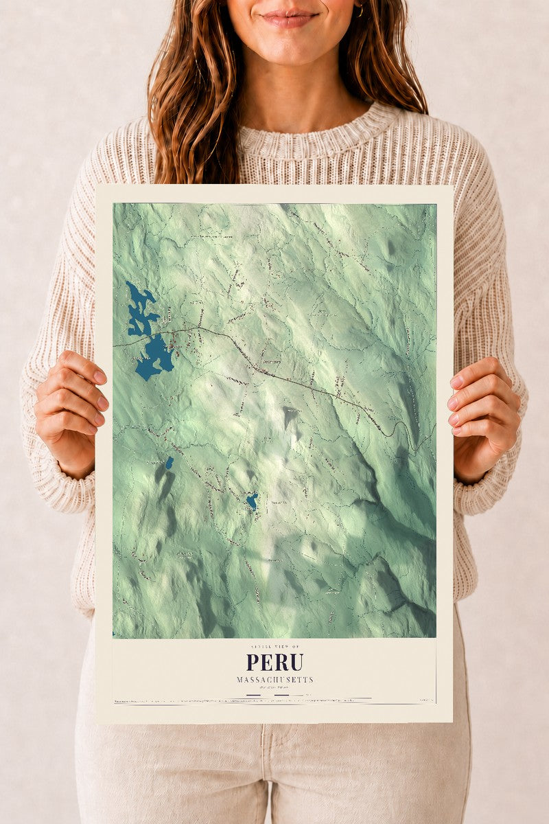 Peru, Massachusetts map print - 12 x 18 archival matte print