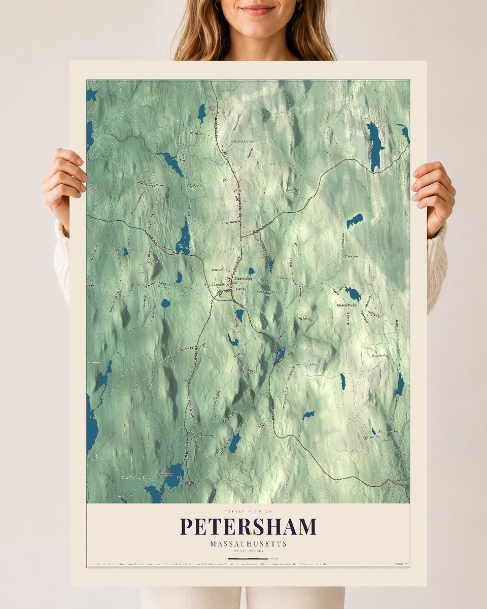 Petersham, Massachusetts map print - 24 x 36 archival matte print