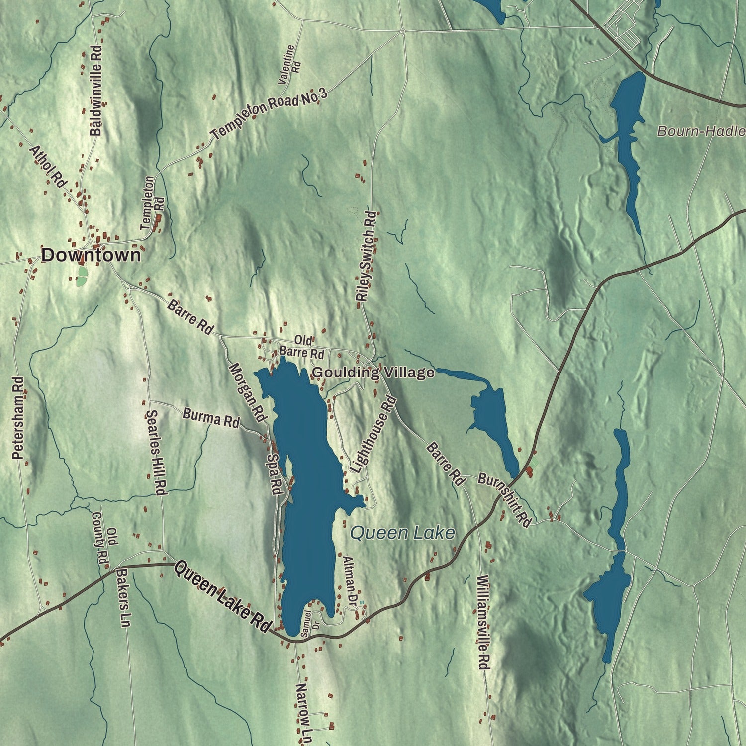 Street and neighborhood detail from the Phillipston, Massachusetts map