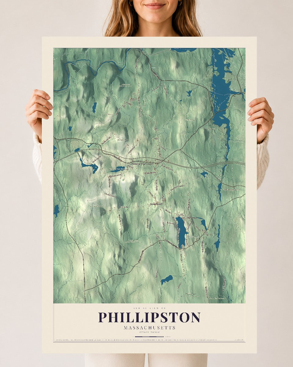 Phillipston, Massachusetts map print - 24 x 36 archival matte print