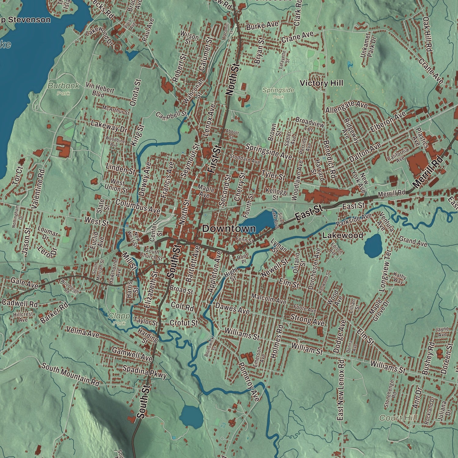 Street and neighborhood detail from the Pittsfield, Massachusetts map