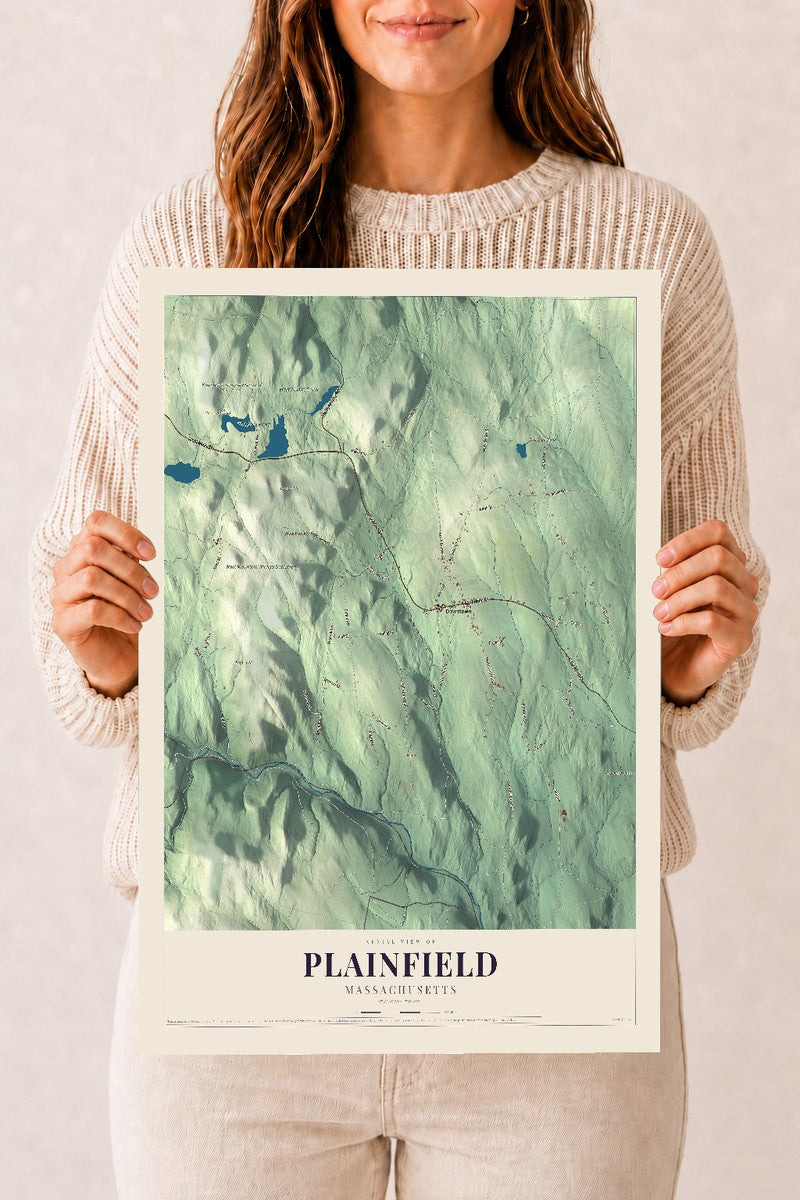 Plainfield, Massachusetts map print - 12 x 18 archival matte print