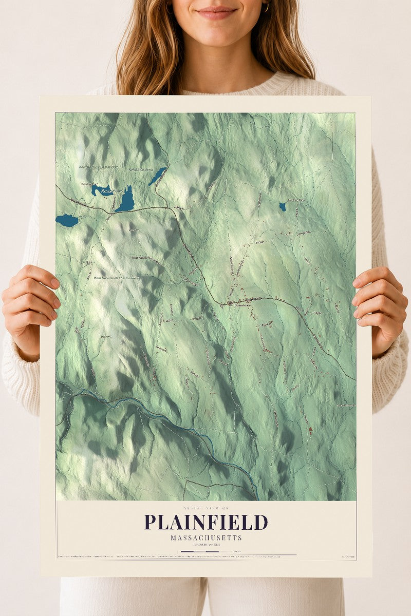 Plainfield, Massachusetts map print - 18 x 24 archival matte print