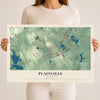 Map of Plainville, Massachusetts, 12 x 18 inch unframed archival matte print
