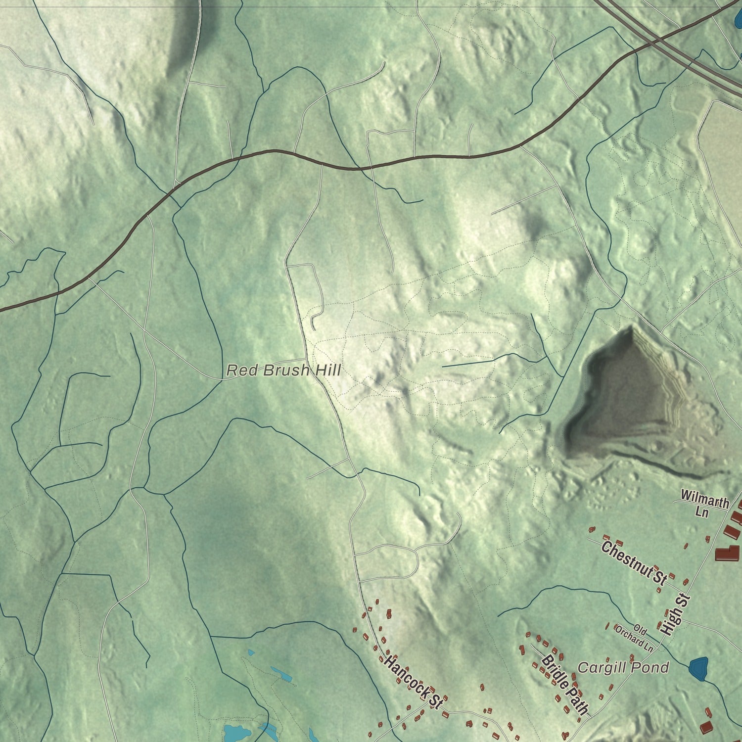 Terrain and local geography detail from the Plainville, Massachusetts map