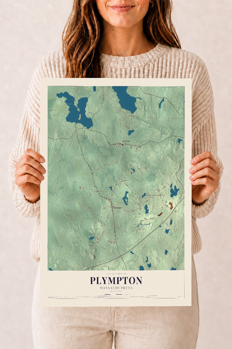 Plympton, Massachusetts map print - 12 x 18 archival matte print