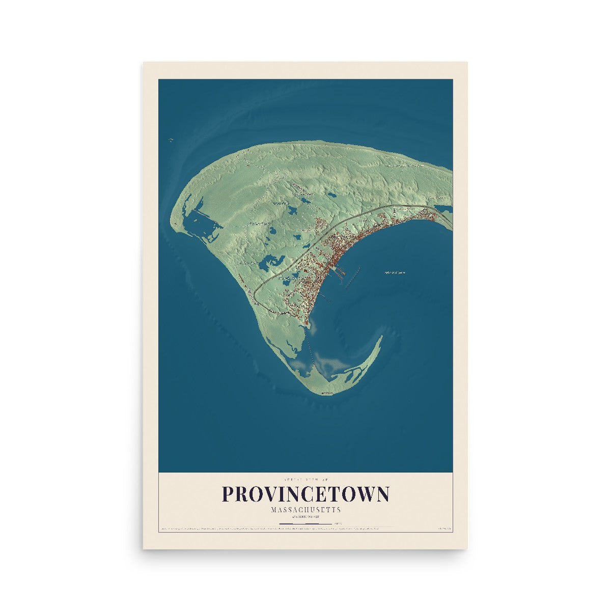 Map of Provincetown, Massachusetts, 12 x 18 inch unframed archival matte print