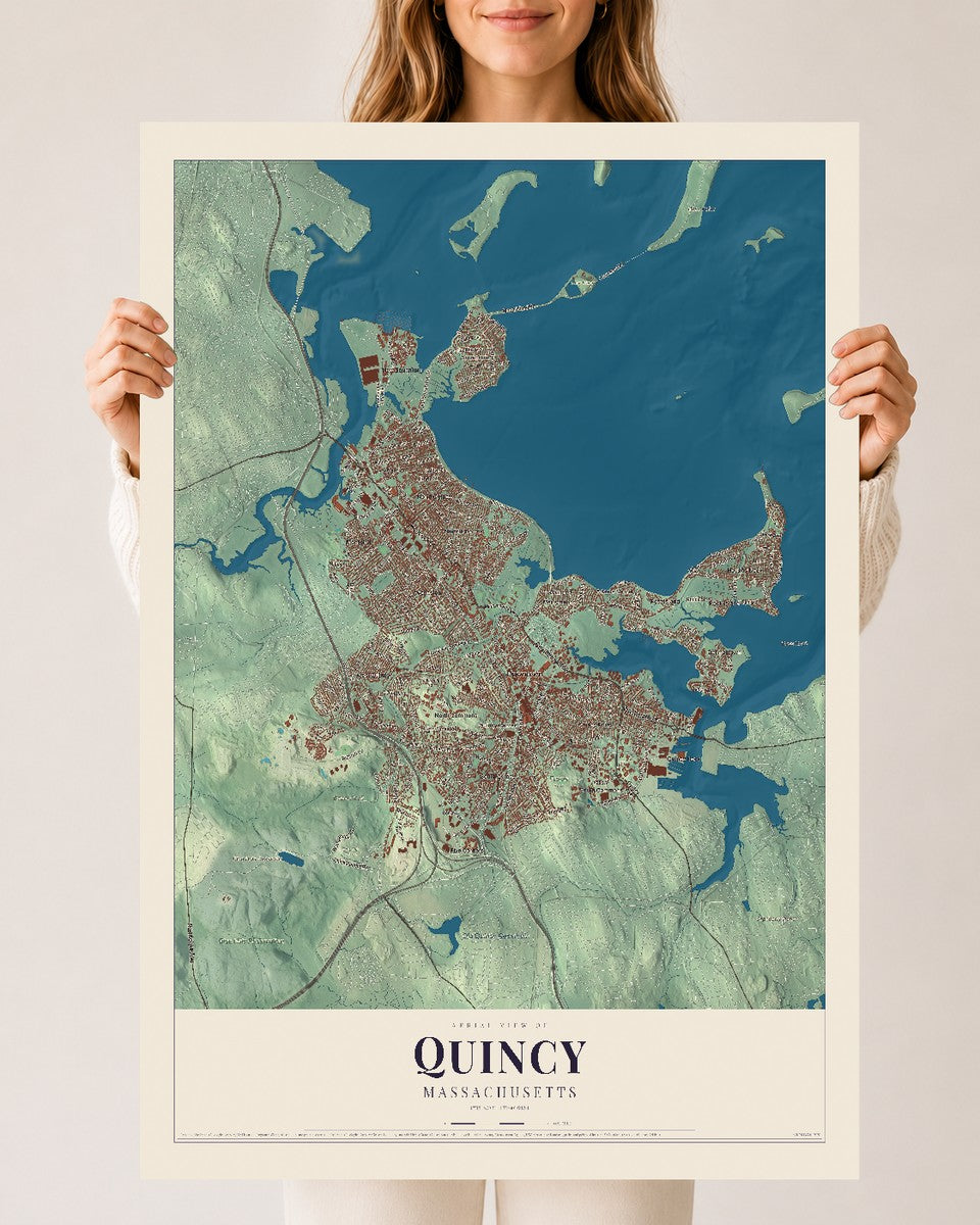 Quincy, Massachusetts map print - 24 x 36 archival matte print