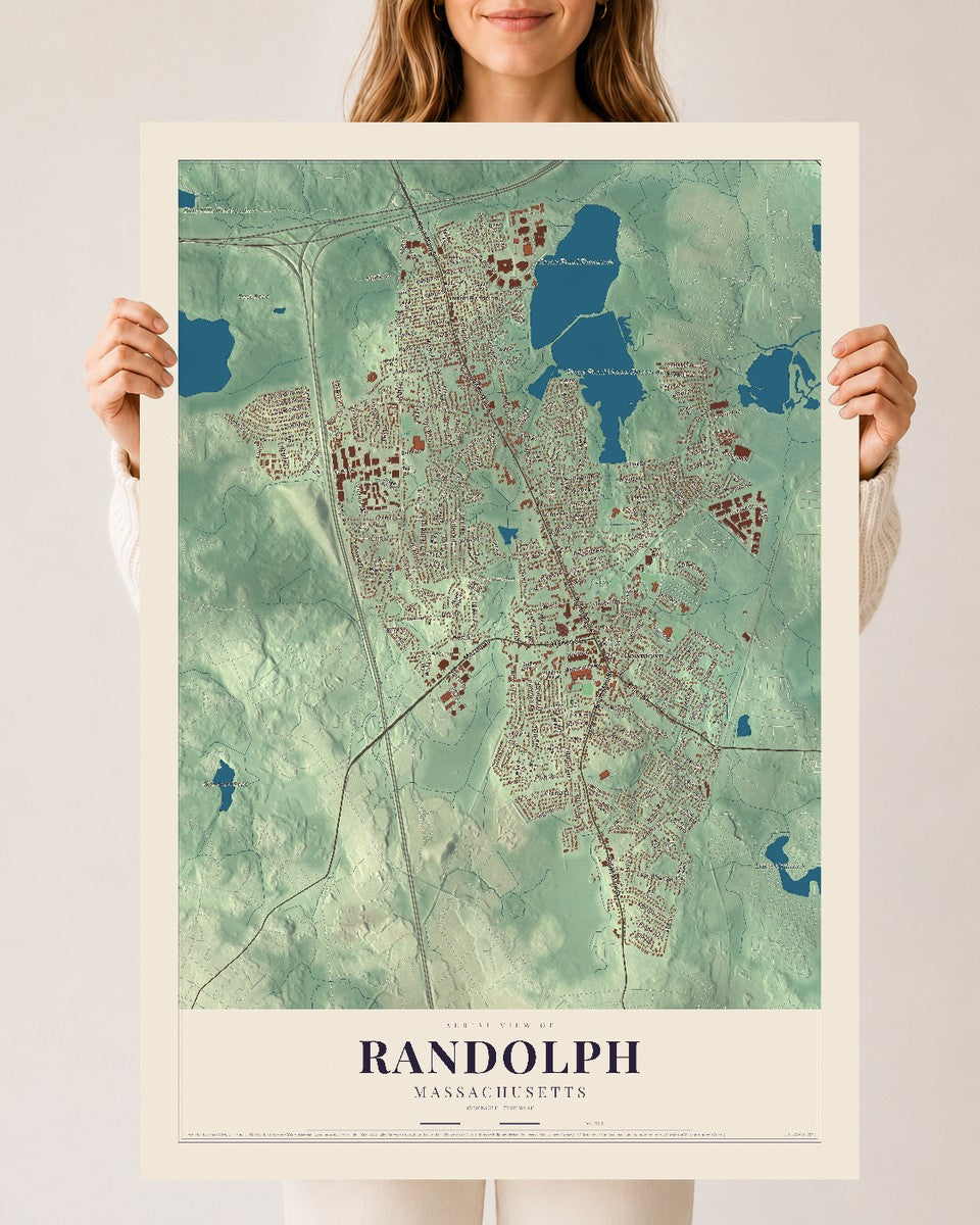 Randolph, Massachusetts map print - 24 x 36 archival matte print