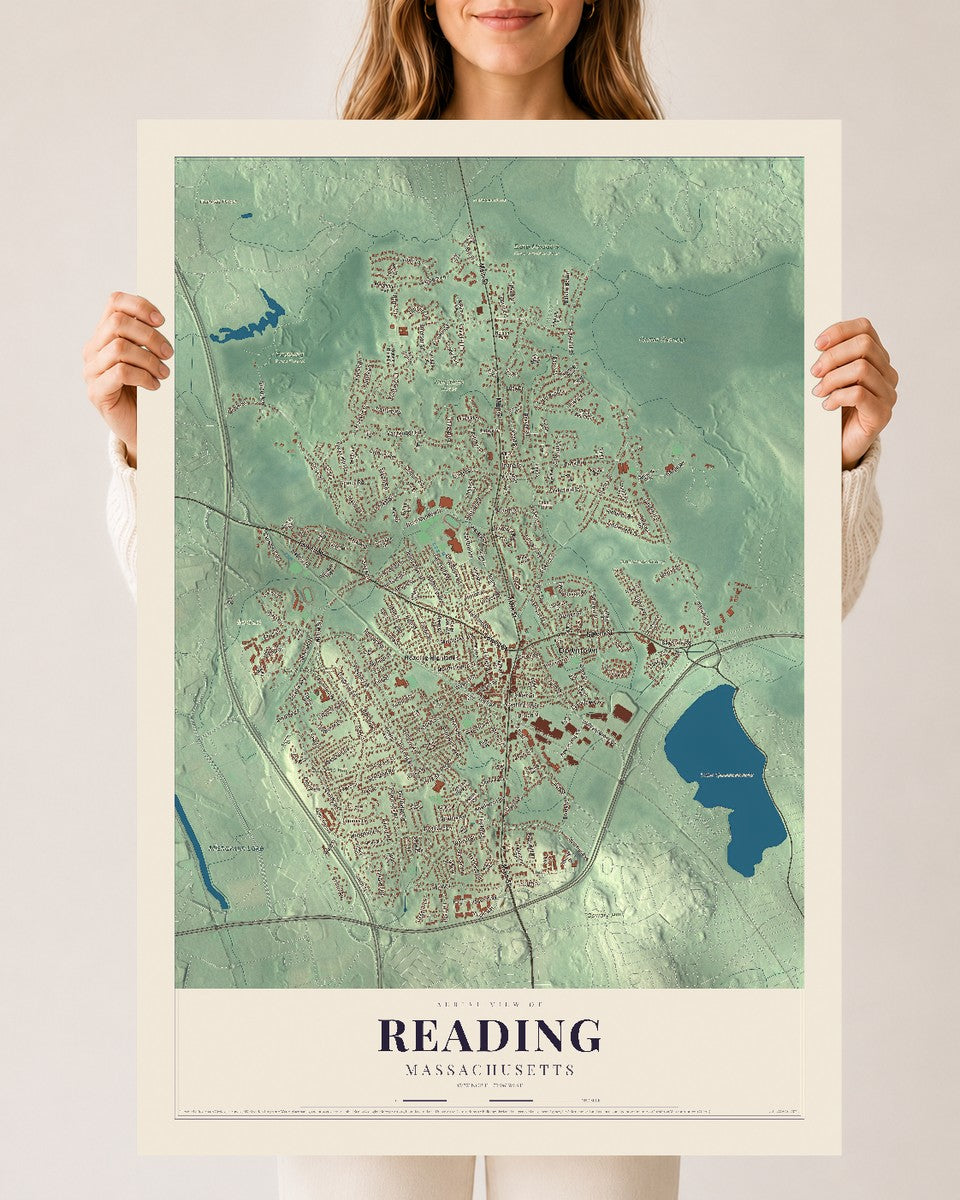 Reading, Massachusetts map print - 24 x 36 archival matte print
