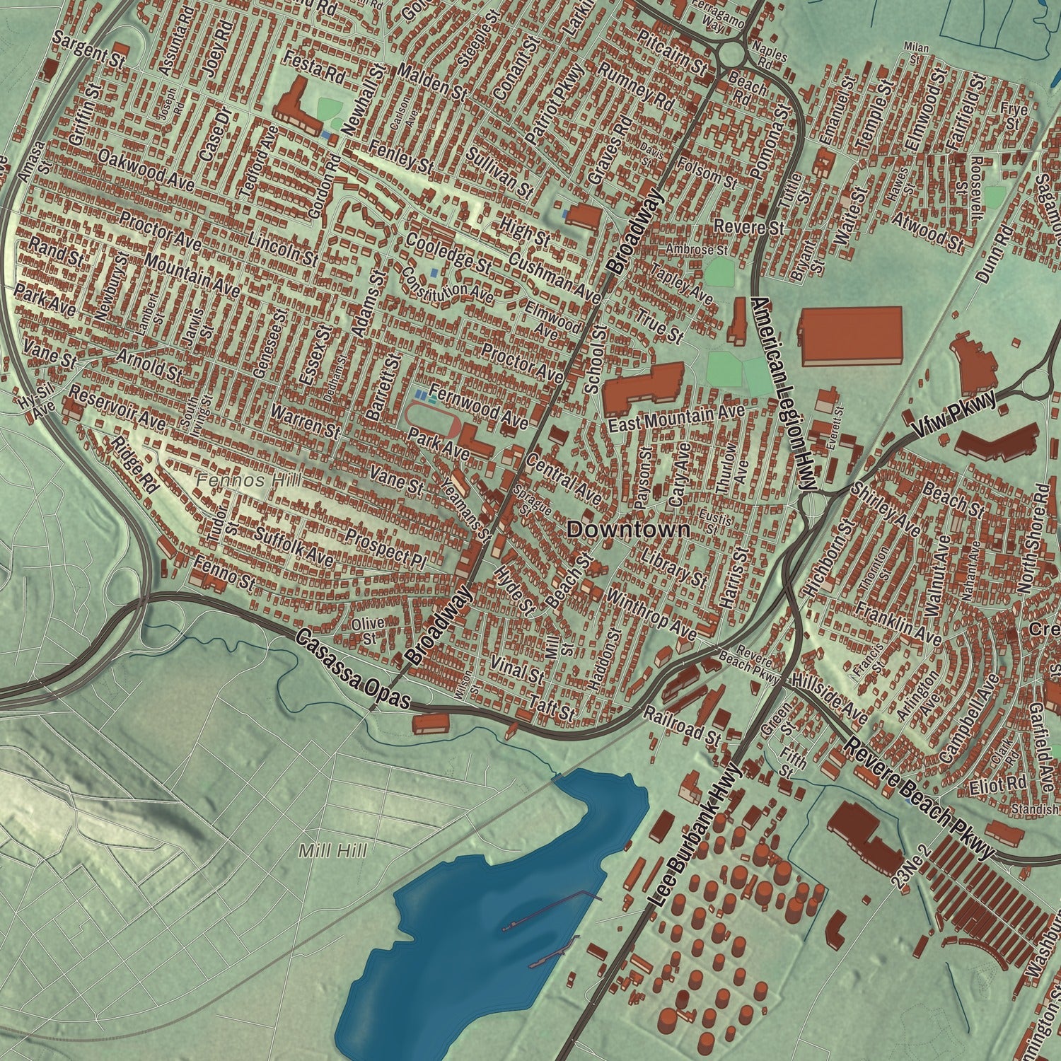 Street and neighborhood detail from the Revere, Massachusetts map