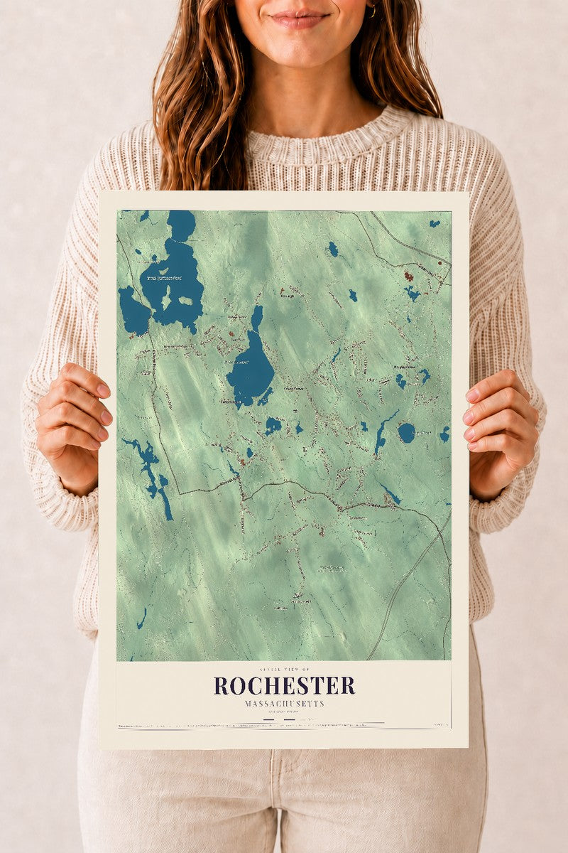 Rochester, Massachusetts map print - 12 x 18 archival matte print