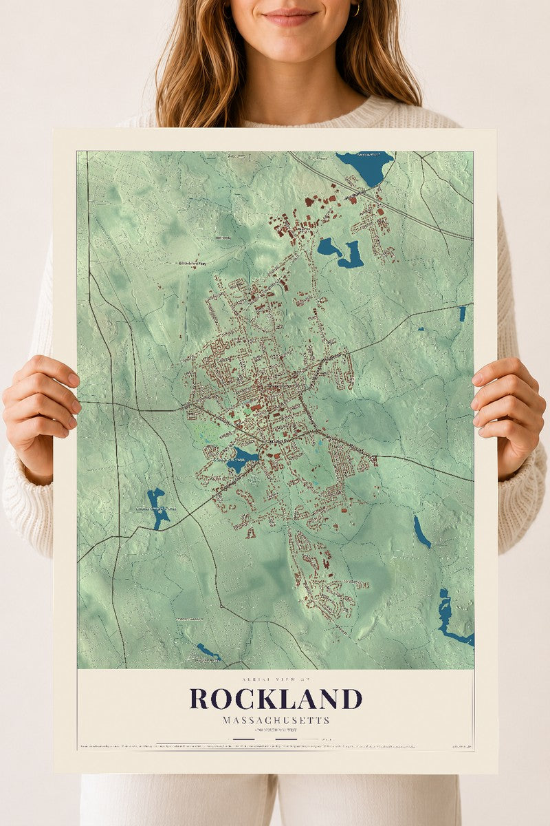Rockland, Massachusetts map print - 18 x 24 archival matte print