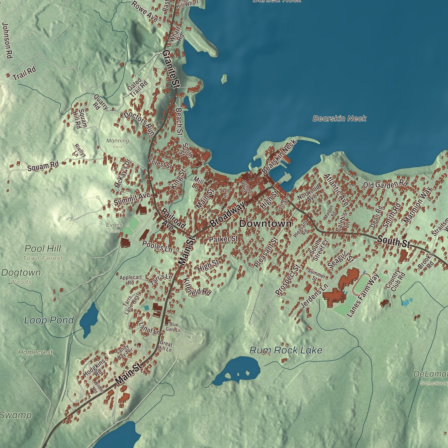 Street and neighborhood detail from the Rockport, Massachusetts map
