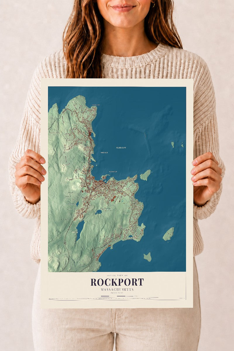 Rockport, Massachusetts map print - 12 x 18 archival matte print