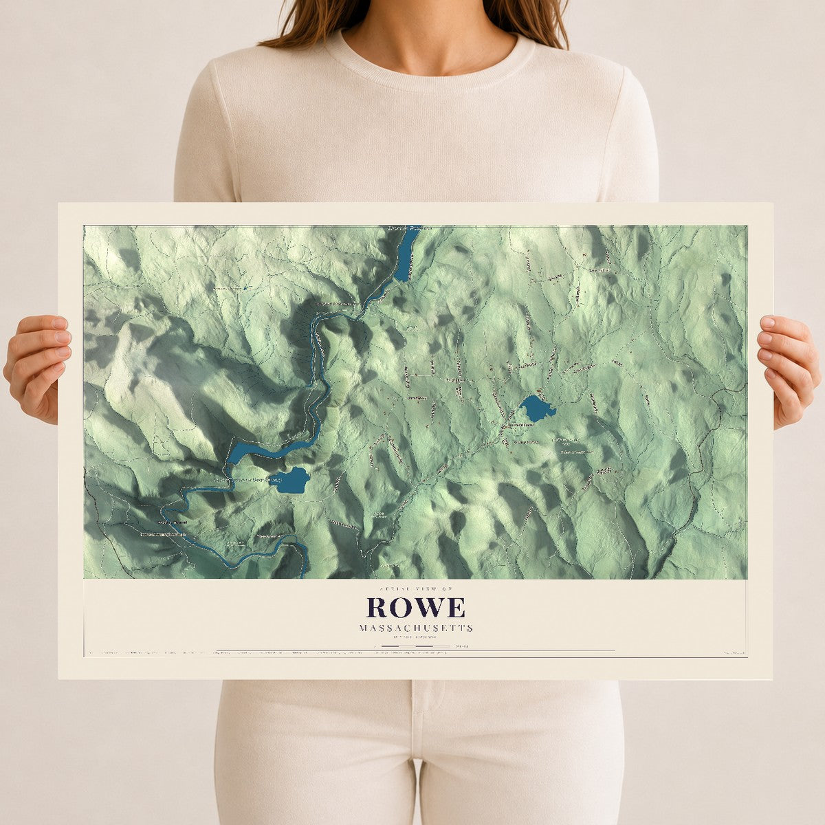 Rowe, Massachusetts map print - 12 x 18 archival matte print