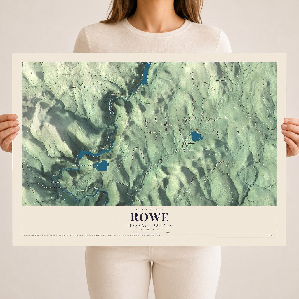 Rowe, Massachusetts map print - 18 x 24 archival matte print