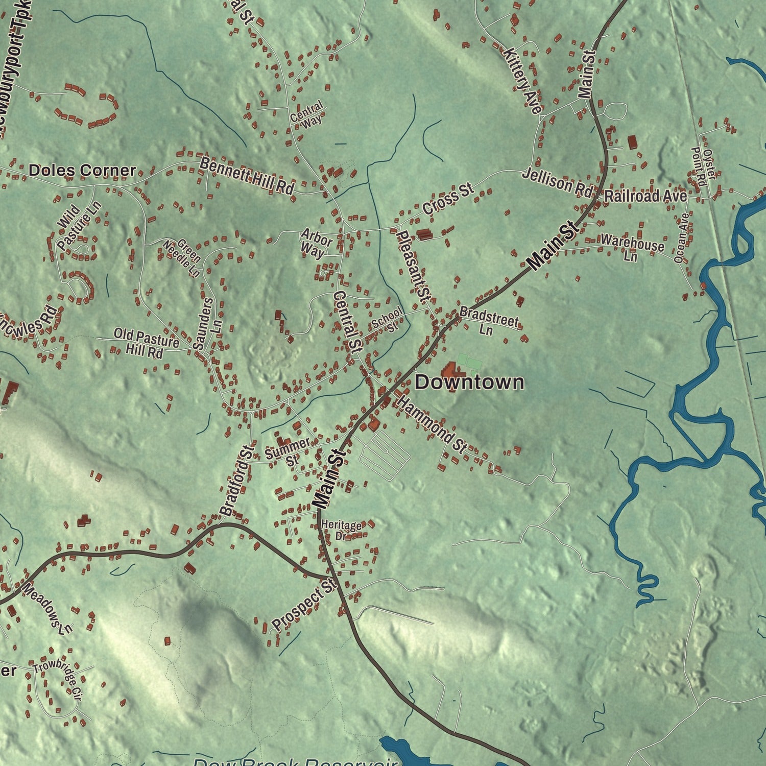 Street and neighborhood detail from the Rowley, Massachusetts map