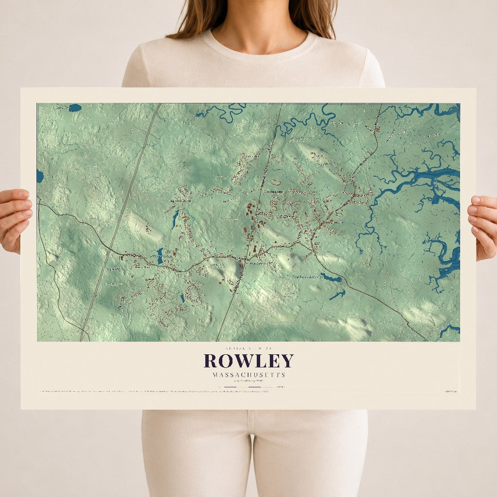 Rowley, Massachusetts map print - 18 x 24 archival matte print
