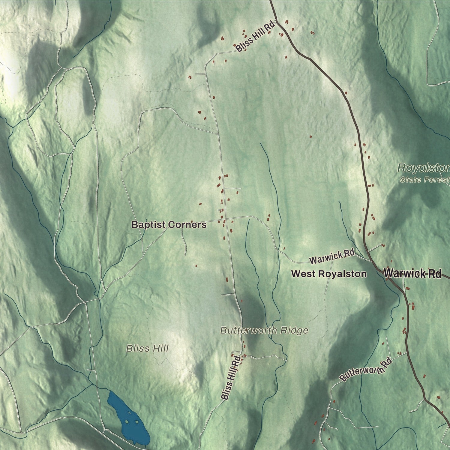 Street and neighborhood detail from the Royalston, Massachusetts map