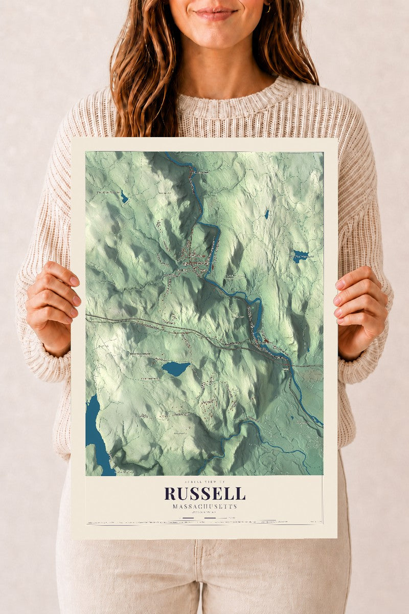 Russell, Massachusetts map print - 12 x 18 archival matte print