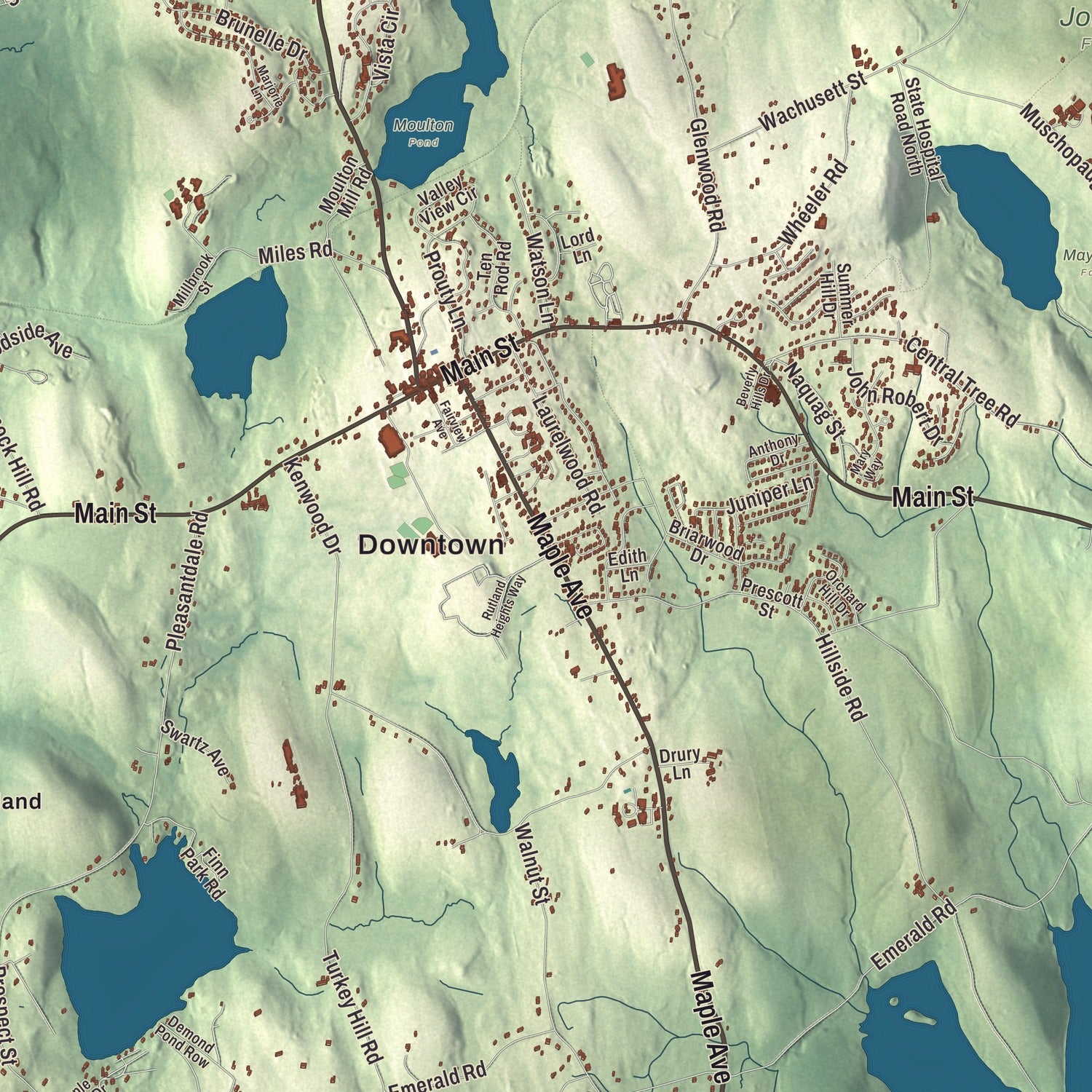 Street and neighborhood detail from the Rutland, Massachusetts map