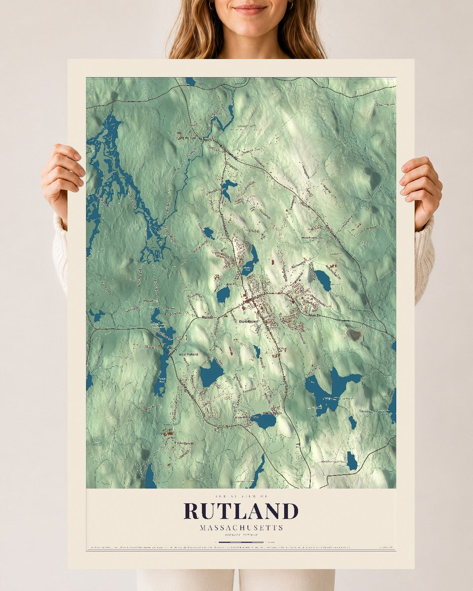 Rutland, Massachusetts map print - 24 x 36 archival matte print