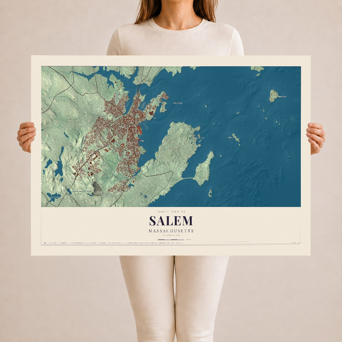 Salem, Massachusetts map print - 24 x 36 archival matte print