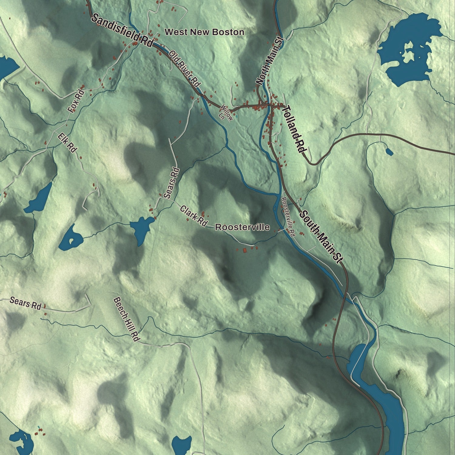 Street and neighborhood detail from the Sandisfield, Massachusetts map