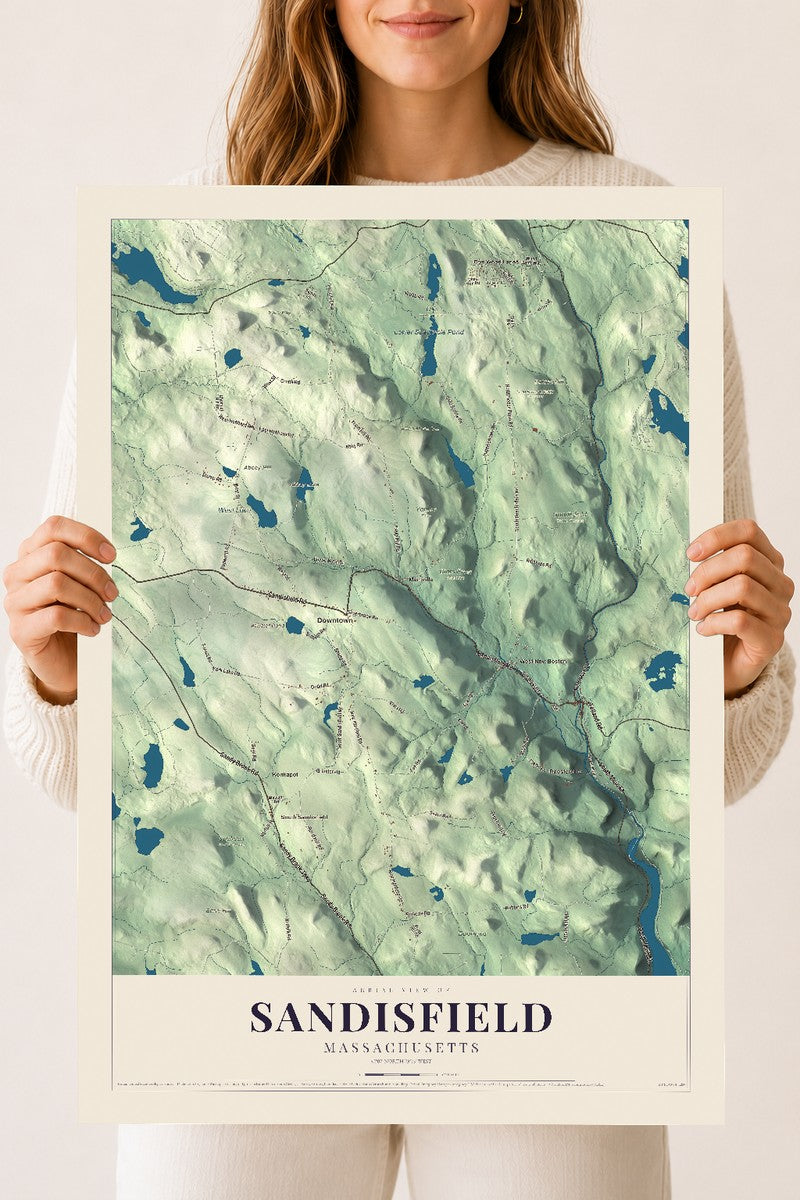 Sandisfield, Massachusetts map print - 18 x 24 archival matte print