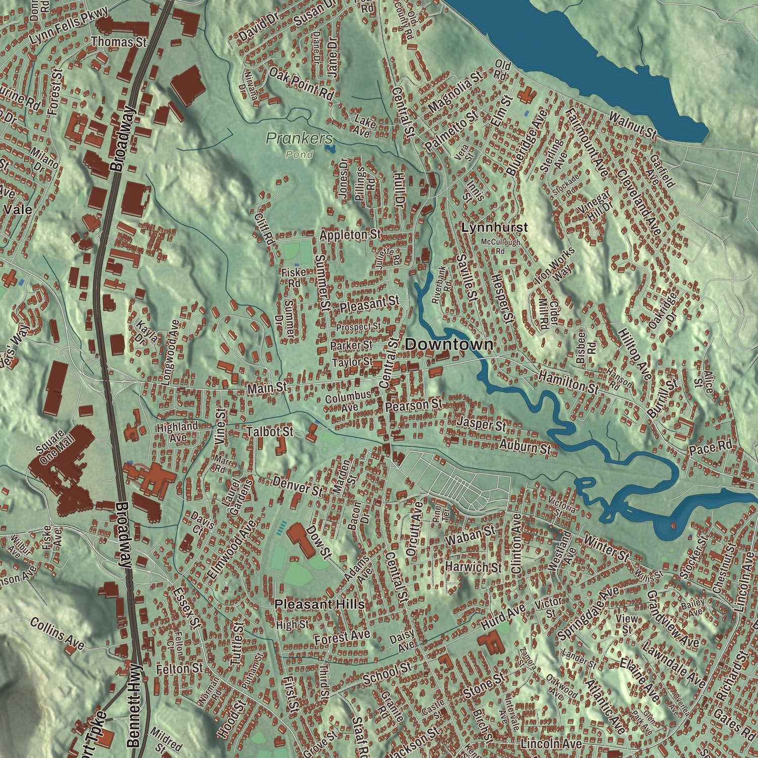 Street and neighborhood detail from the Saugus, Massachusetts map