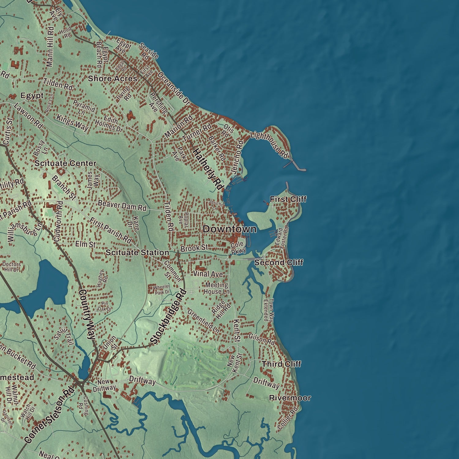 Street and neighborhood detail from the Scituate, Massachusetts map