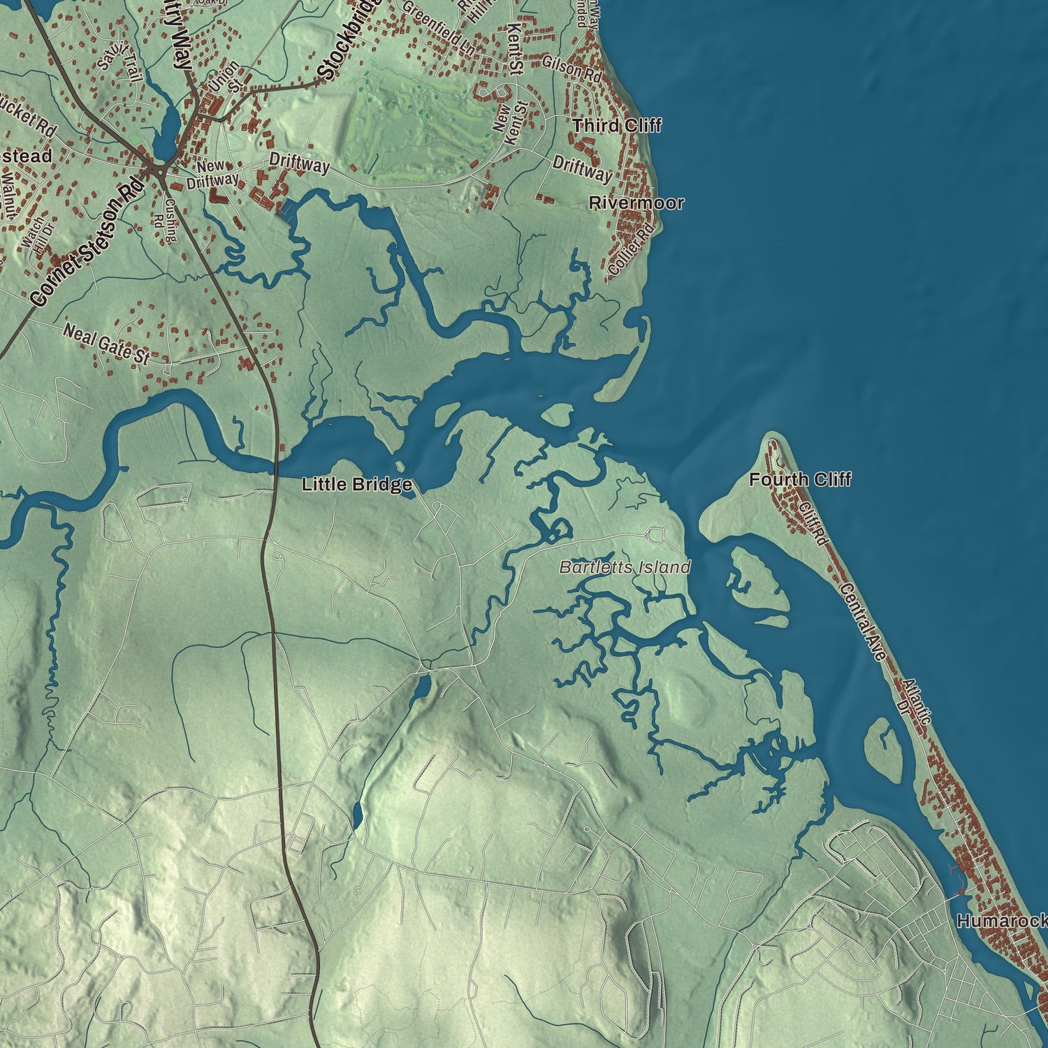 Terrain and local geography detail from the Scituate, Massachusetts map