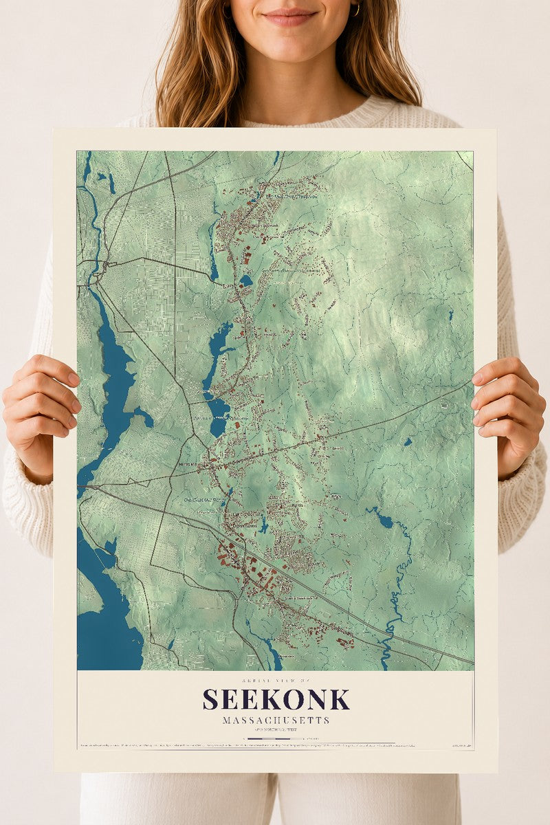 Seekonk, Massachusetts map print - 18 x 24 archival matte print