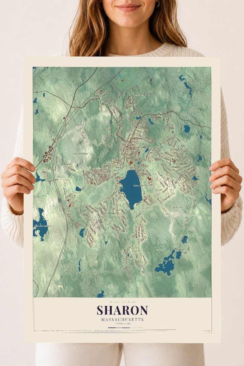 Sharon, Massachusetts map print - 18 x 24 archival matte print