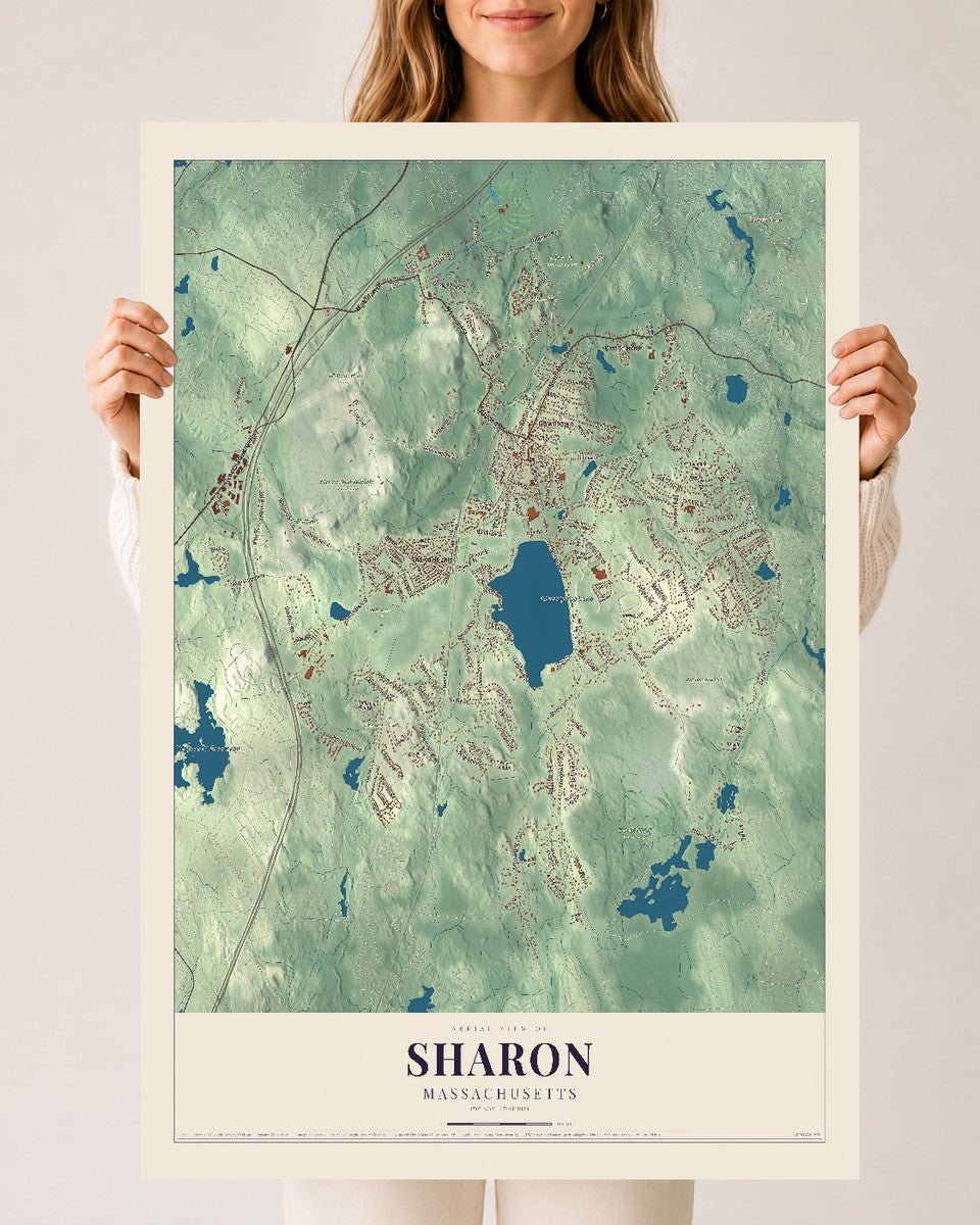 Sharon, Massachusetts map print - 24 x 36 archival matte print
